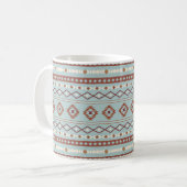 Aztec Mixed Motif Muster Rusts Cream Blue Kaffeetasse (Vorderseite Links)