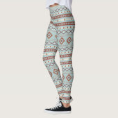 Aztec Mixed Motif Muster Rusts Cream Blue Leggings (Links)