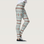 Aztec Mixed Motif Muster Rusts Cream Blue Leggings (Rechts)