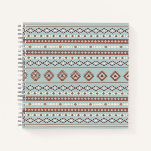 Aztec Mixed Motif Muster Rusts Cream Blue Notizblock (Vorderseite)