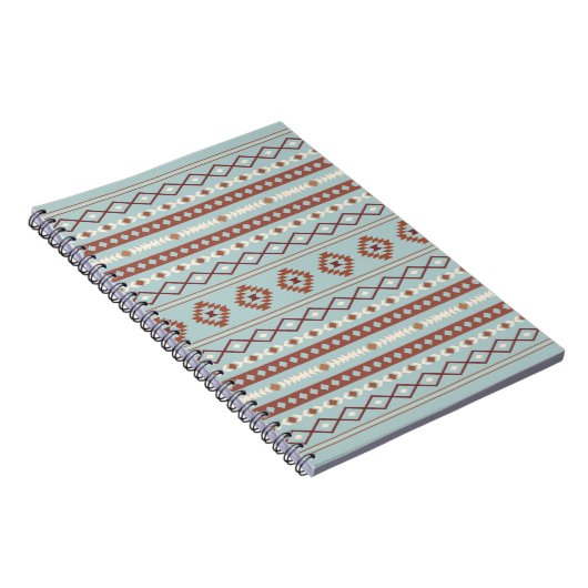Aztec Mixed Motif Muster Rusts Cream Blue Notizblock (Rechte Seite)