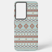 Aztec Mixed Motif Muster Rusts Cream Blue Samsung Galaxy Hülle (Rückseite)