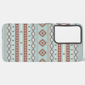 Aztec Mixed Motif Muster Rusts Cream Blue Samsung Galaxy Hülle (Linke Seite)