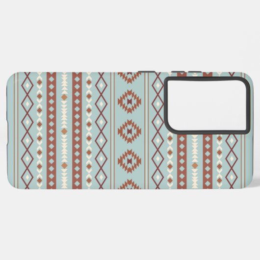Aztec Mixed Motif Muster Rusts Cream Blue Samsung Galaxy Hülle (Linke Seite)