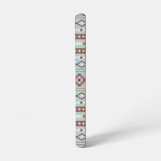 Aztec Mixed Motif Muster Rusts Cream Blue Samsung Galaxy Hülle (Linke Seite)