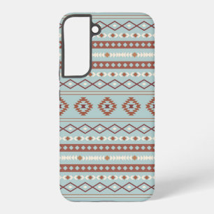 Aztec Mixed Motif Muster Rusts Cream Blue Samsung Galaxy Hülle