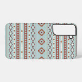 Aztec Mixed Motif Muster Rusts Cream Blue Samsung Galaxy Hülle (Rückseite (Horizontal))