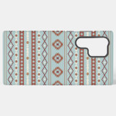 Aztec Mixed Motif Muster Rusts Cream Blue Samsung Galaxy Hülle (Rückseite (Horizontal))