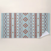 Aztec Mixed Motif Muster Rusts Cream Blue Strandtuch (Vorderseite)