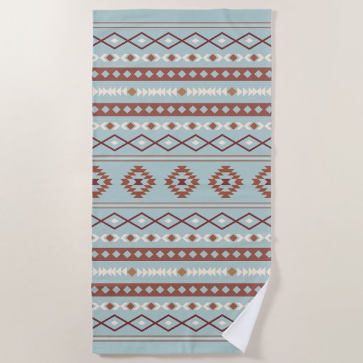 Aztec Mixed Motif Muster Rusts Cream Blue Strandtuch (Vorderseite)
