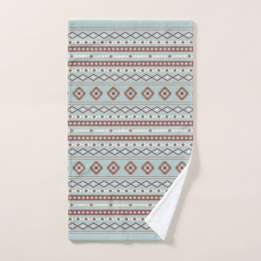 Aztec Mixed Motif Rpt Muster Rusts Cream Blue Badhandtuch Set (Handtuch)