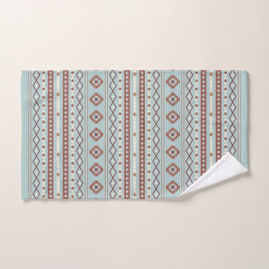 Aztec Mixed Motif Rpt Muster Rusts Cream Blue Badhandtuch Set (Handtuch)