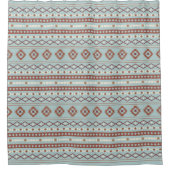 Aztec Mixed Motif Rpt Muster Rusts Cream Blue Duschvorhang (Vorderseite)