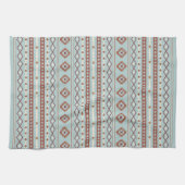 Aztec Mixed Motif Rpt Muster Rusts Cream Blue Geschirrtuch (Horizontal)
