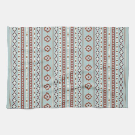 Aztec Mixed Motif Rpt Muster Rusts Cream Blue Geschirrtuch (Horizontal)