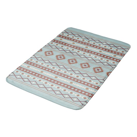 Aztec Mixed Motif V Muster Rusts Cream Blue Badematte (Schrägansicht)