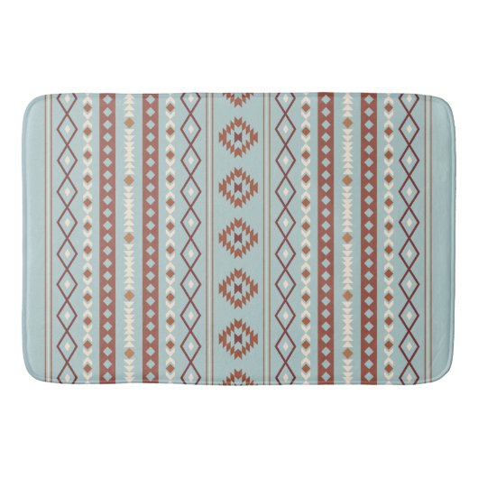 Aztec Mixed Motif V Muster Rusts Cream Blue Badematte (Vorderseite)