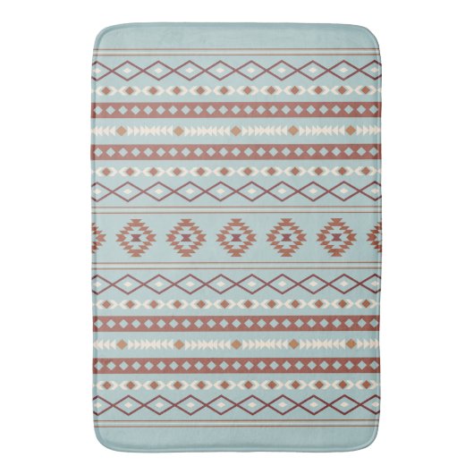 Aztec Mixed Motif V Muster Rusts Cream Blue Badematte (Vorderseite Vertikal)