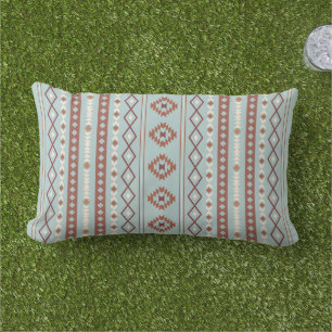 Aztec Mixed Motif V Muster Rusts Cream Blue Kissen Für Draußen
