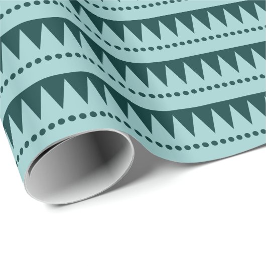 Aztec Mountains - Light Blue Green on Dk Moss Grn Geschenkpapier (Rolleneckpunkt)