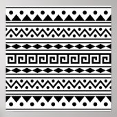 Aztec Muster Poster in Schwarzweiß (Vorne)