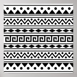 Aztec Muster Poster in Schwarzweiß