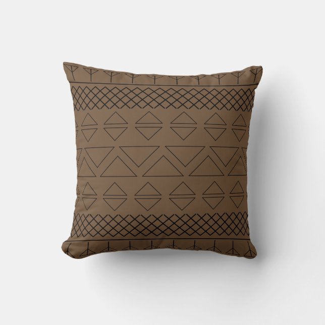 Aztec Muster Print Geometric Südwest Brown Kissen (Vorderseite)