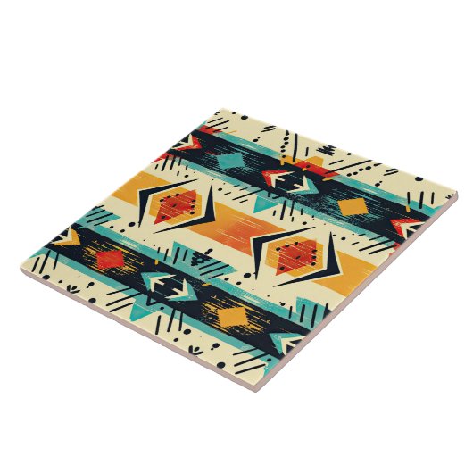 Aztec Muster Retrogeometrisch abstrakt aquamarin o Fliese (Seite)