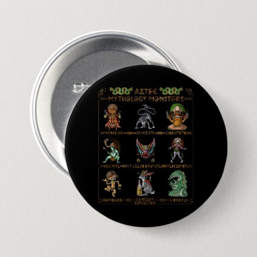 Aztec Mythology Monsters Button (Vorne & Hinten)