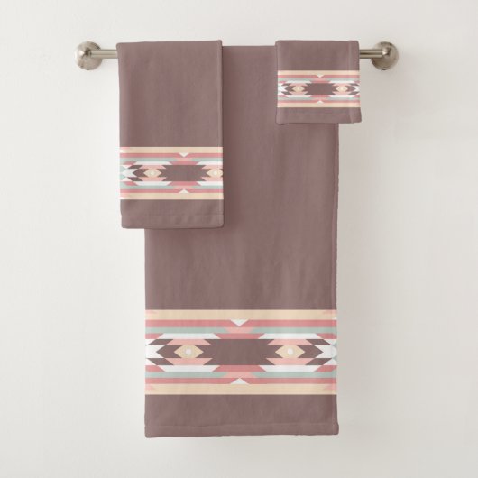 Aztec Native American Design Rand Badhandtuch Set (Insitu)