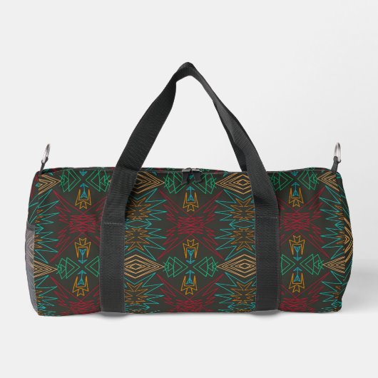 Aztec Native American Geometric Lined Pattern Art Duffle Bag (Rückseite)