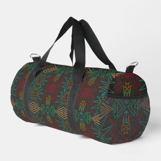 Aztec Native American Geometric Lined Pattern Art Duffle Bag (Rechte Ecke)