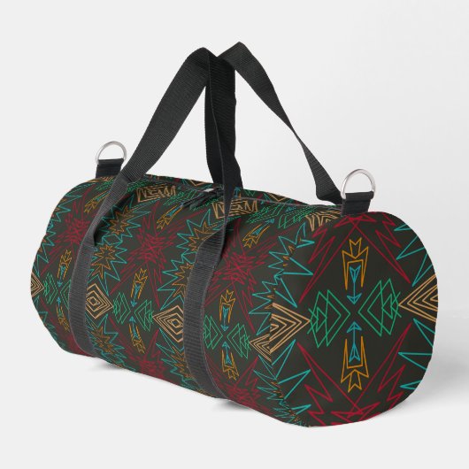 Aztec Native American Geometric Lined Pattern Art Duffle Bag (Linke Seite)