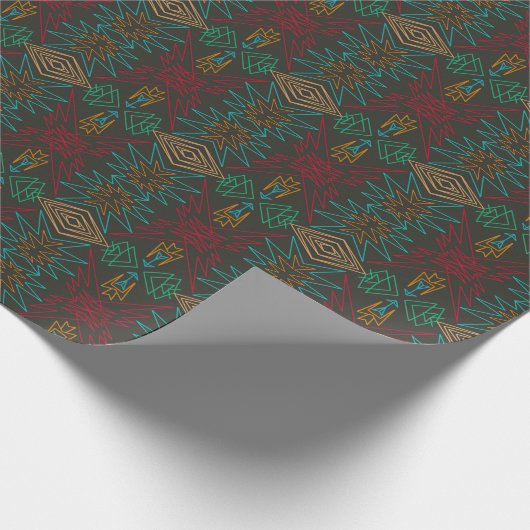 Aztec Native American Geometric Lined Pattern Art Geschenkpapier (Ecke)