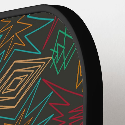 Aztec Native American Geometric Lined Pattern Art Pickleball Schläger (Linke Seite)