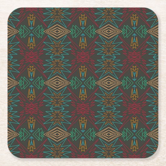 Aztec Native American Geometric Lined Pattern Art Rechteckiger Pappuntersetzer (Vorderseite)