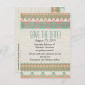 Aztec Native Pastel Peach/Aqua Save the Date Ankündigungspostkarte (Vorne/Hinten)
