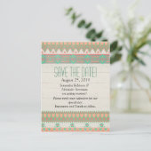 Aztec Native Pastel Peach/Aqua Save the Date Ankündigungspostkarte (Stehend Vorderseite)