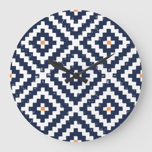Aztec Navajo Ethnic Seamless Pattern Große Wanduhr (Vorderseite)