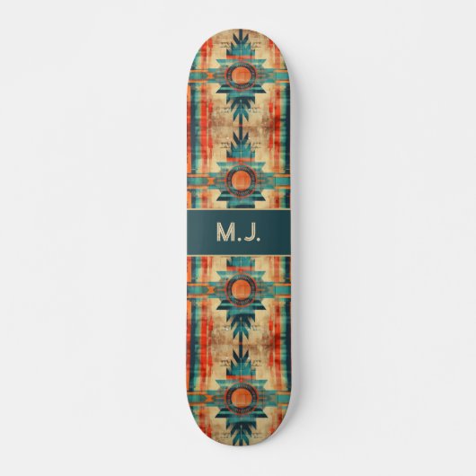 Aztec Navajo Grunge Monogram Skateboard (Vorne)