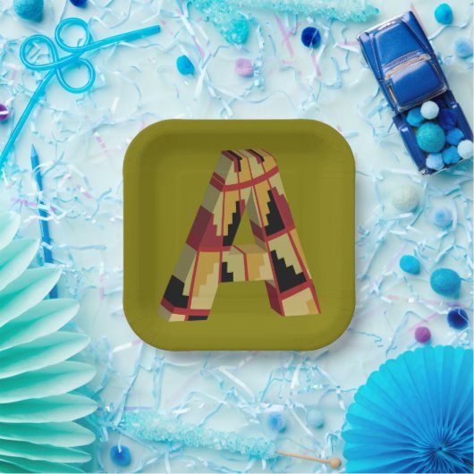 Aztec Navajo Pattern Letter A Pappteller (Party)
