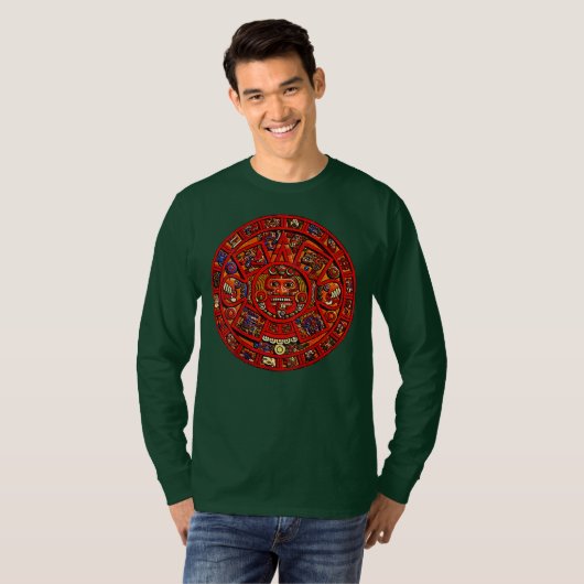 Aztec oder Maya Kalender Design auf BACK Maya Men T-Shirt (Vorne ganz)