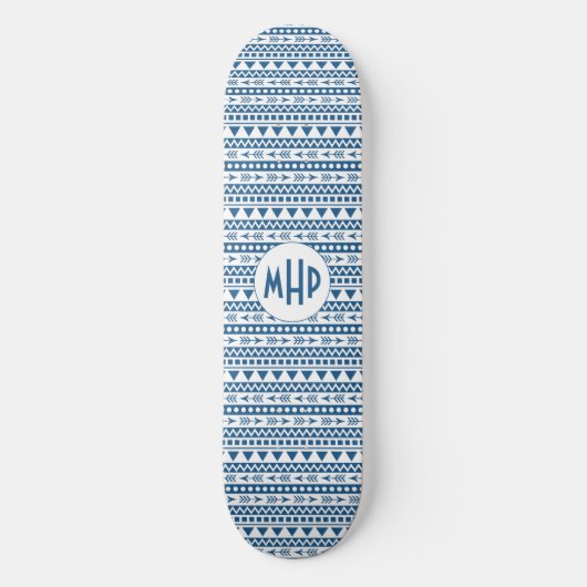 Aztec Pattern benutzerdefinierte Monogramm-Skatebo Skateboard (Vorderseite)