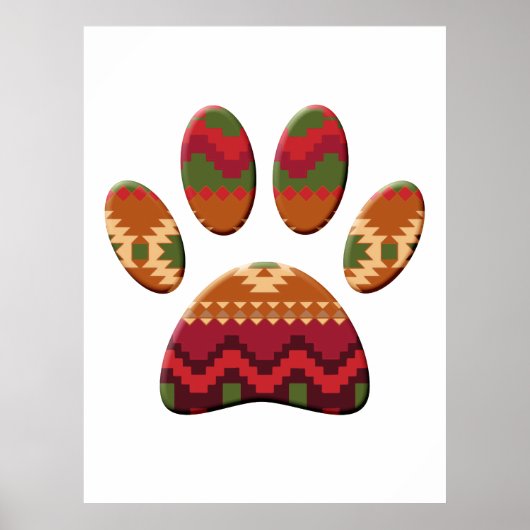 Aztec Pattern Dog Paw Art Poster (Vorne)