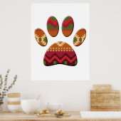Aztec Pattern Dog Paw Art Poster (Küche)