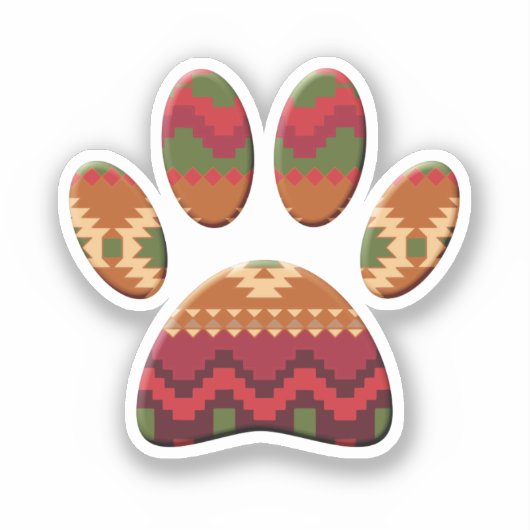 Aztec Pattern Dog Paw Aufkleber (Vorderseite)