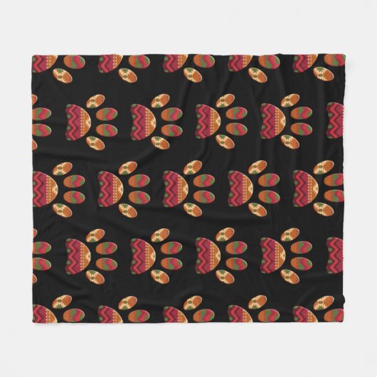Aztec Pattern Dog Paw Fleecedecke (Vorderseite (Horizontal))