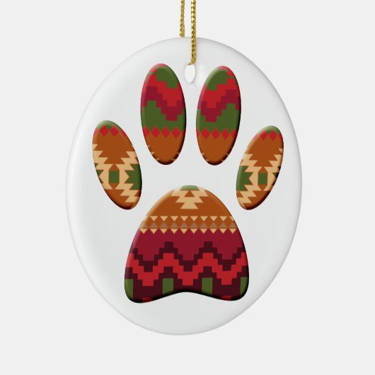 Aztec Pattern Dog Paw Keramik Ornament (Rechts)