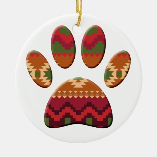 Aztec Pattern Dog Paw Keramik Ornament (Vorne)