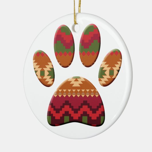 Aztec Pattern Dog Paw Keramik Ornament (Links)